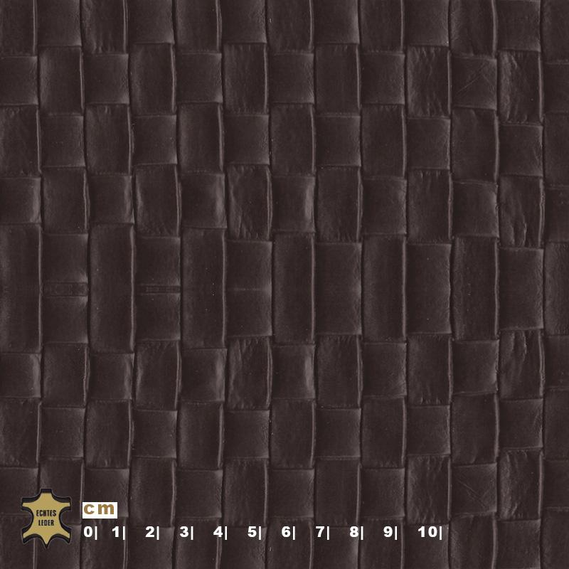 Design-Leder | Flechtoptik (Lederprägung Basket) dark cacao