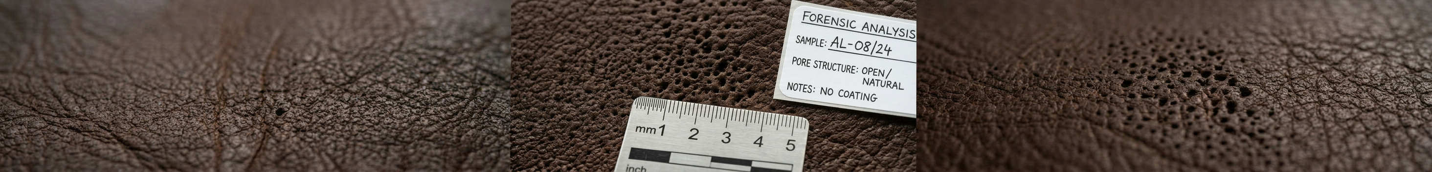 Forensic Analysis Leather Close-up of aniline leather pore structure