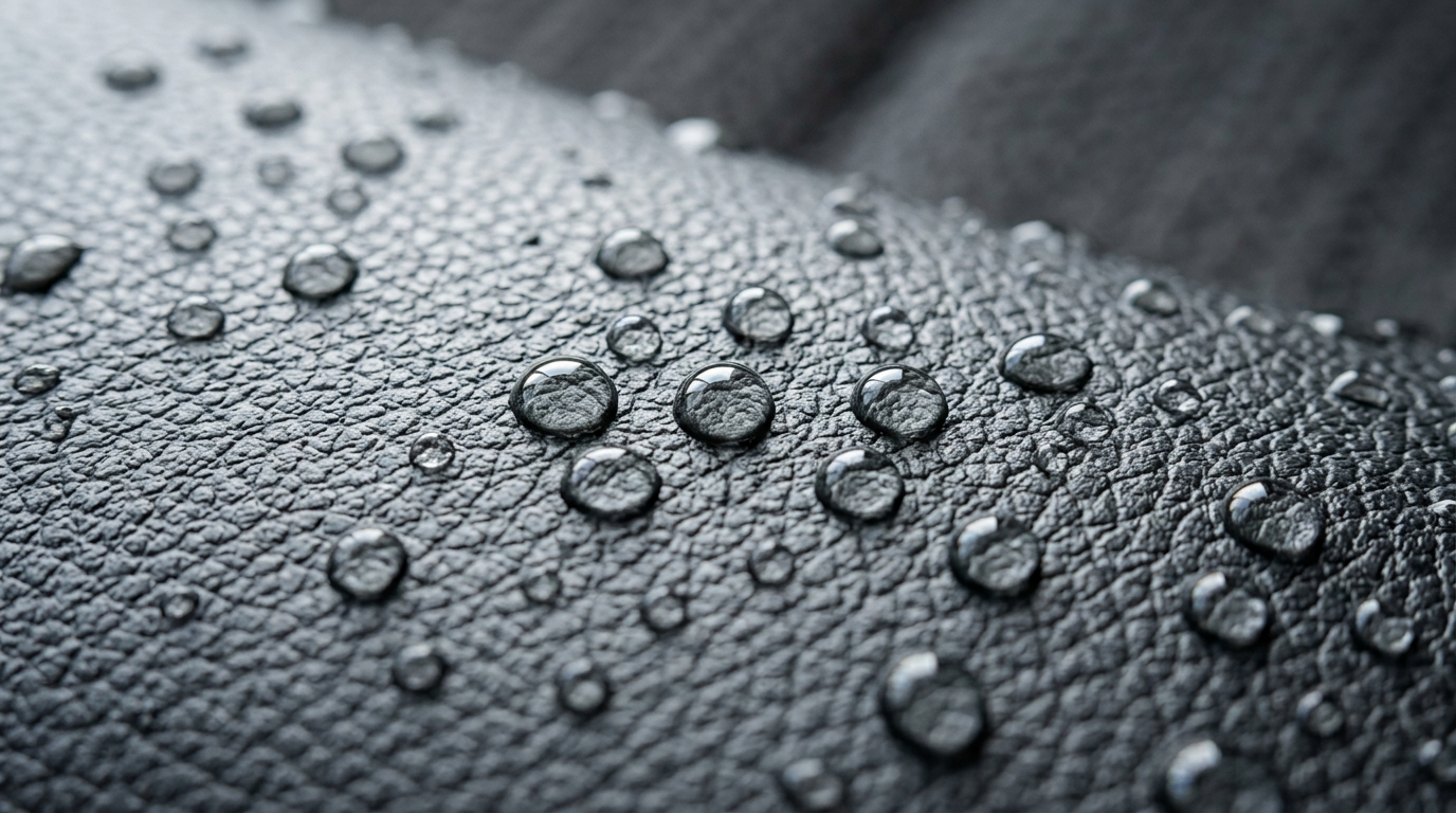 Water-resistant high-tech faux leather 2.0: Easy-to-clean surface with innovative sealant for marine and hospitality.