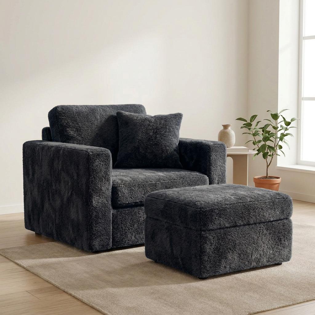 Flauschi | Polsterstoff rabe