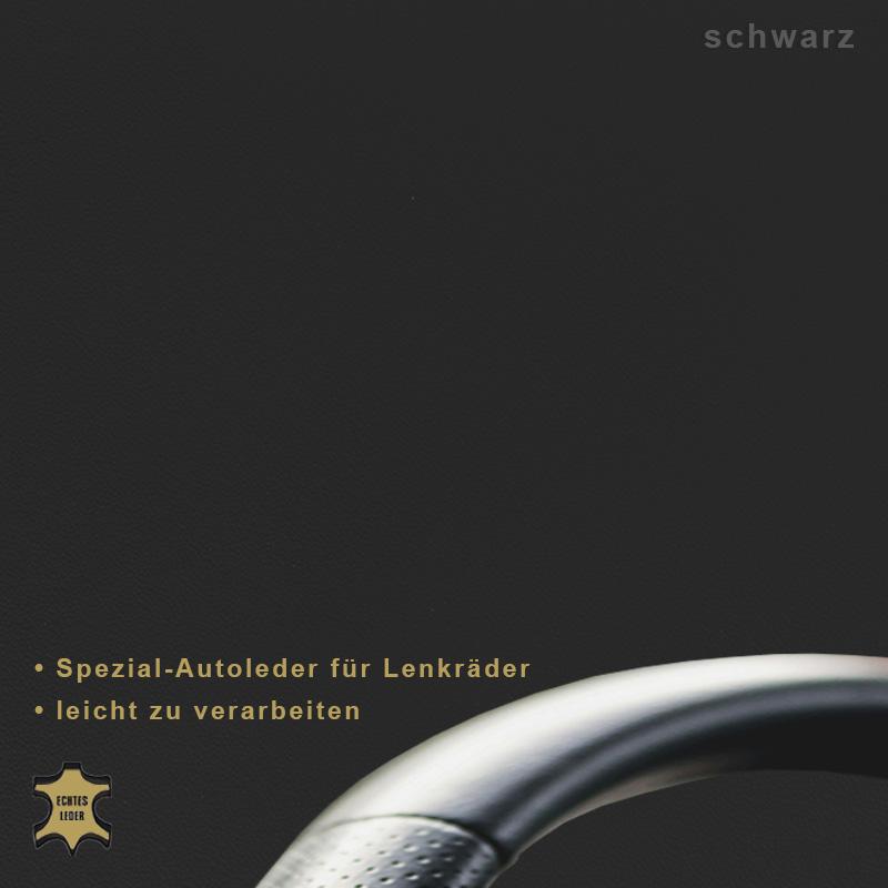 Lenkradleder Nappa Schwarz Klassisches schwarzes Nappaleder für die hochwertige Lenkrad-Restauration und Veredelung.