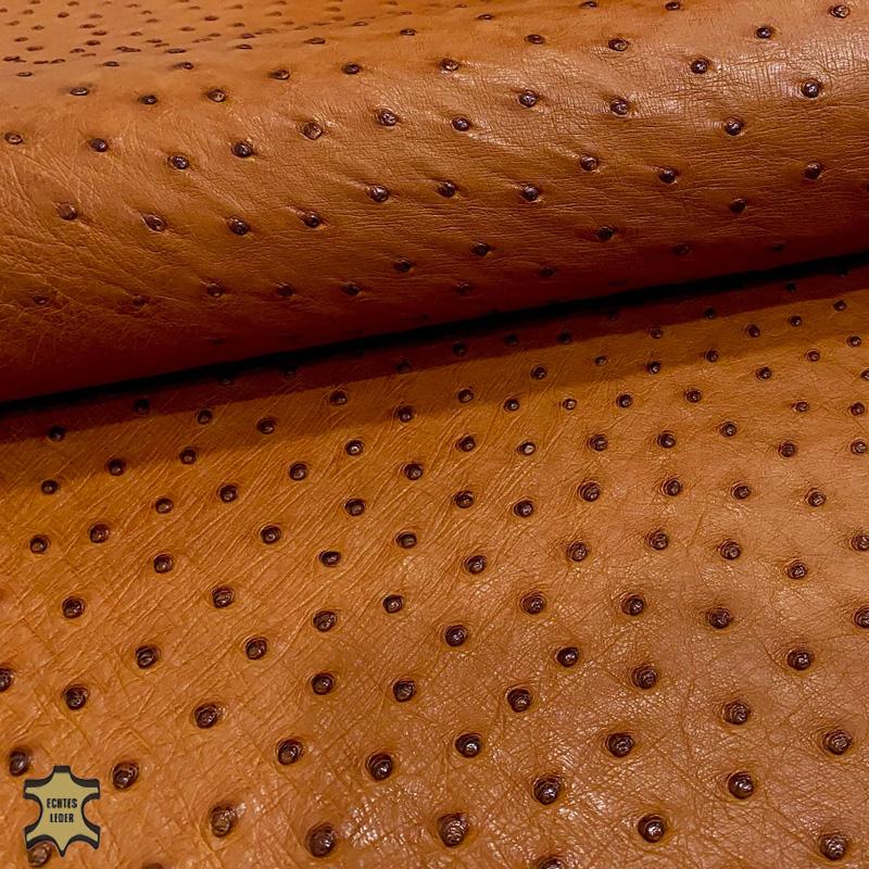 Nappa-Leder Straußenoptik fine brown