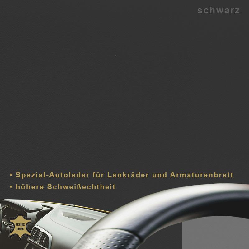 Schwarzes Nappaleder für Lenkräder und Armaturenbretter, weich und strapazierfähig.