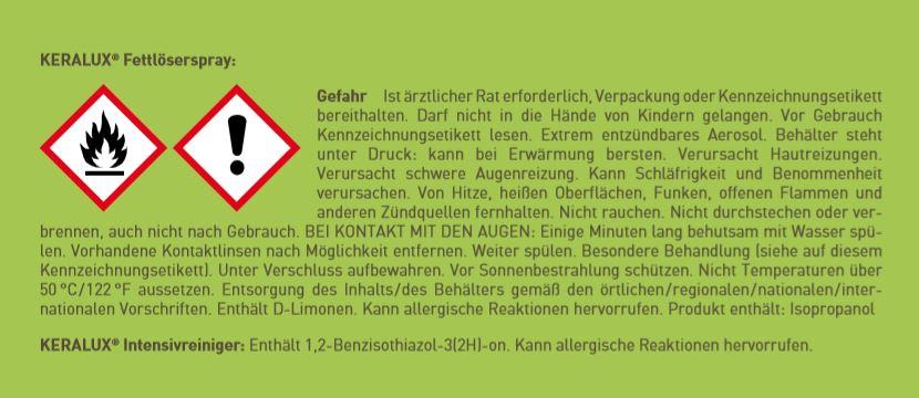 Sicherheitshinweis auf der Rückseite des Produktes.