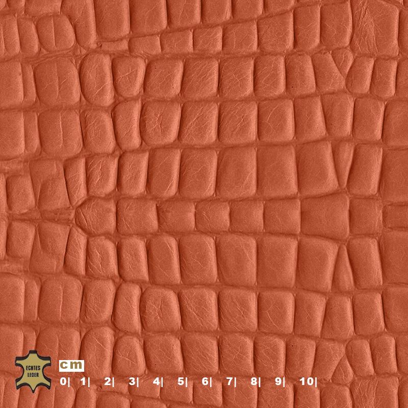 Design-Leder | Krokodiloptik (Lederprägung Kroko) mandarine