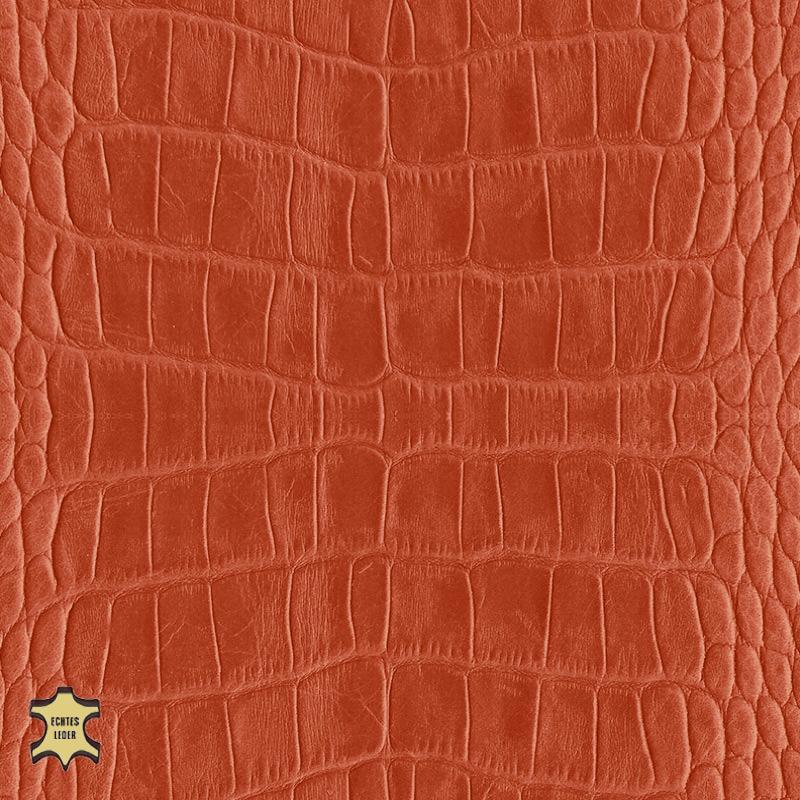 Design-Leder | Cayman/Kroko-Optik (Lederprägung Cayman) mandarine