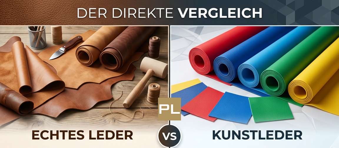 Vergleich von Echtleder und Nappaleder mit Kunstleder für Polsterleder-Arbeiten und die Nutzung von Lederresten.