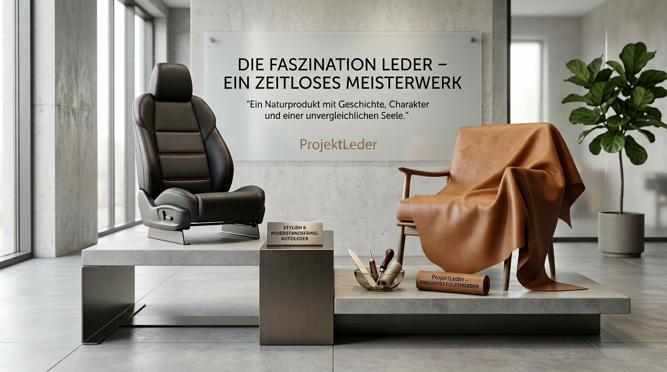 Premium-Autoleder und exklusives Polsterleder: Zeitlose Meisterwerke von ProjektLeder in moderner Ausstellung.