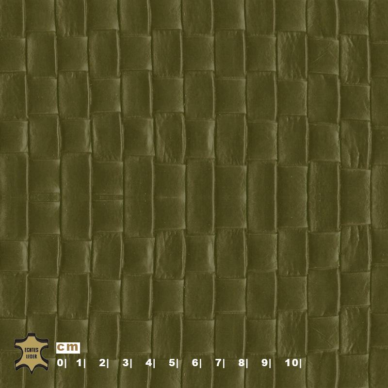 Design-Leder | Flechtoptik (Lederprägung Basket) madow green