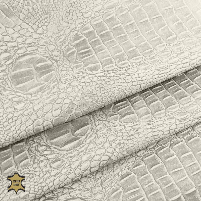  Echtes Leder Krokodiloptik | Nappaleder offwhite cream