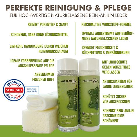 KERALUX® Reinigungs- und Pflegeset Set A | Anilin-Leder