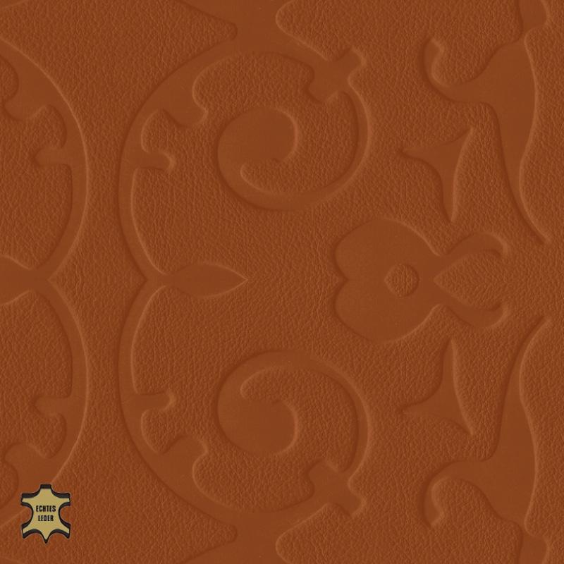 Design-Leder | Ornamentoptik (Lederprägung Antique) orange brown