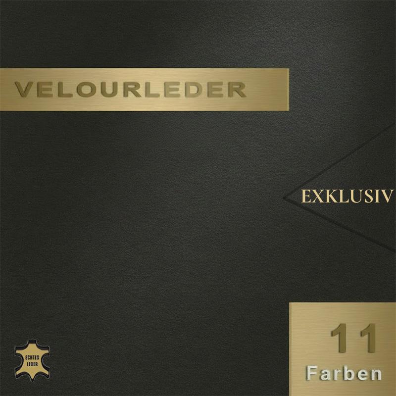 Premium Velourleder EXKLUSIV mit feinsamtigem Flor für hochwertige Maßarbeit und exklusive Design-Objekte aus Rauleder.