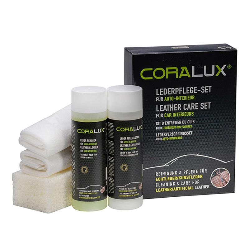 CORALUX Autoleder-Set – Tiefenreinigung und Langzeitschutz für Ihr Fahrzeug-Interieur. CORALUX Lederpflege Set für Autoleder zur gründlichen Reinigung und zum Schutz von Fahrzeuginterieurs in Profi-Qualität online kaufen.