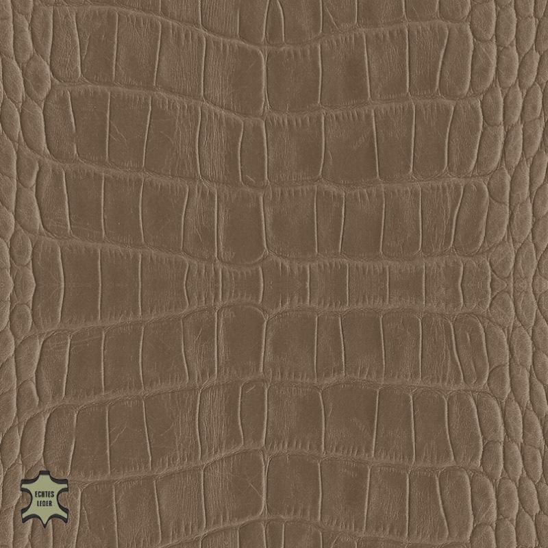 Design-Leder | Cayman/Kroko-Optik (Lederprägung Cayman) sepia