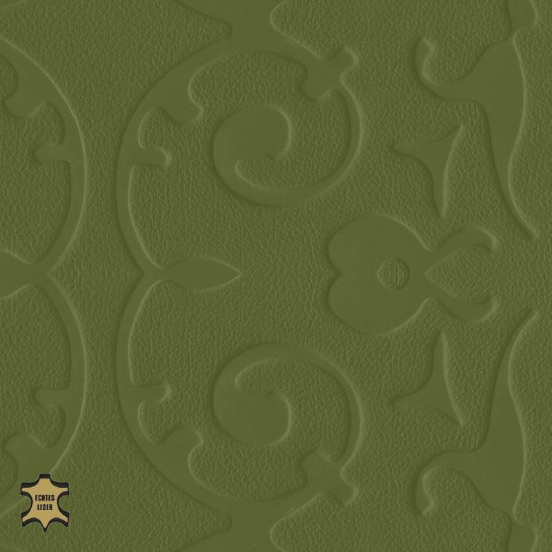Design-Leder | Ornamentoptik (Lederprägung Antique) madow green