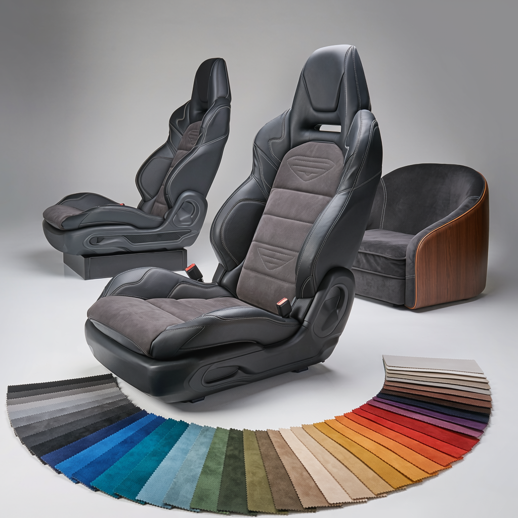 Alcantara Sitze & Musterfächer. Sportliche Eleganz durch strapazierfähiges Mikrofaser-Gewebe im Auto-Interieur.