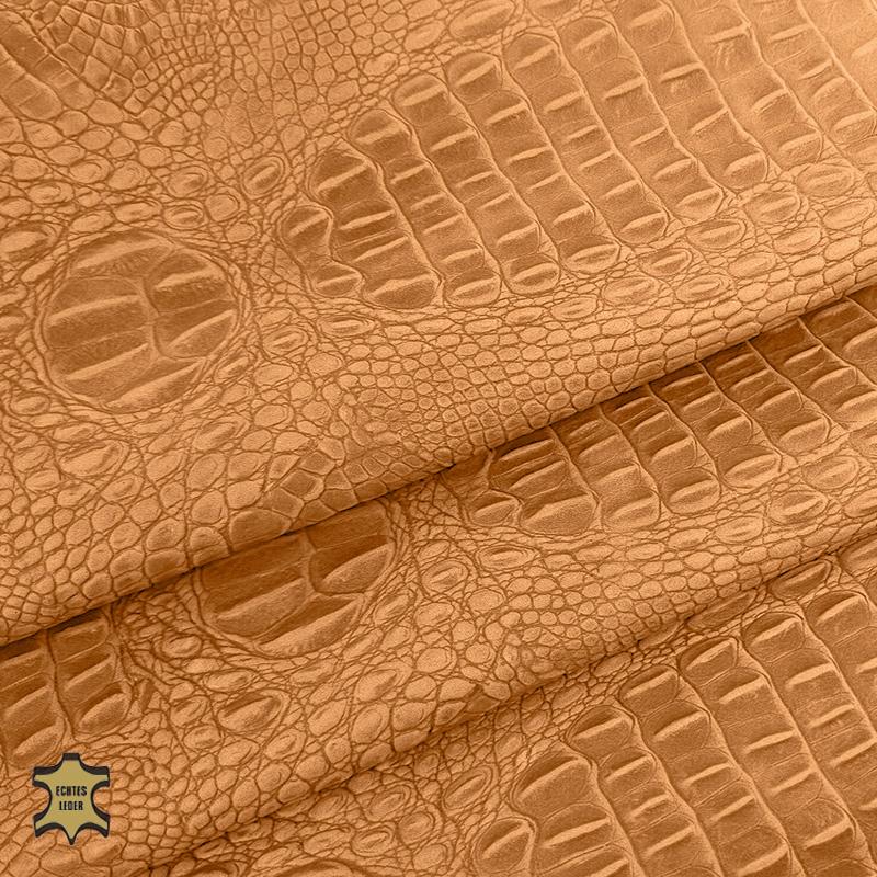  Echtes Leder Krokodiloptik | Nappaleder fine brown