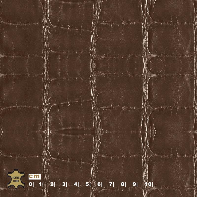 Design-Leder | Krokodiloptik (Lederprägung Kroko Elegant Two) brown black