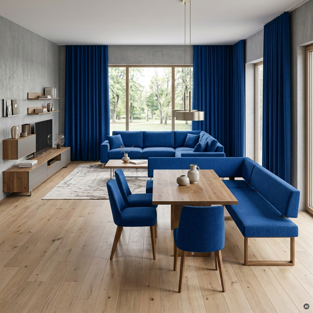 Rewoven | Wollstoff recycelt enzianblau